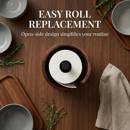 Yamagata Tissue Holder for Countertop Use, Made of Mango Wood, Sturdy and Stable, Rustic Style Decoration for Kitchen, Bathroom, or Dining Table