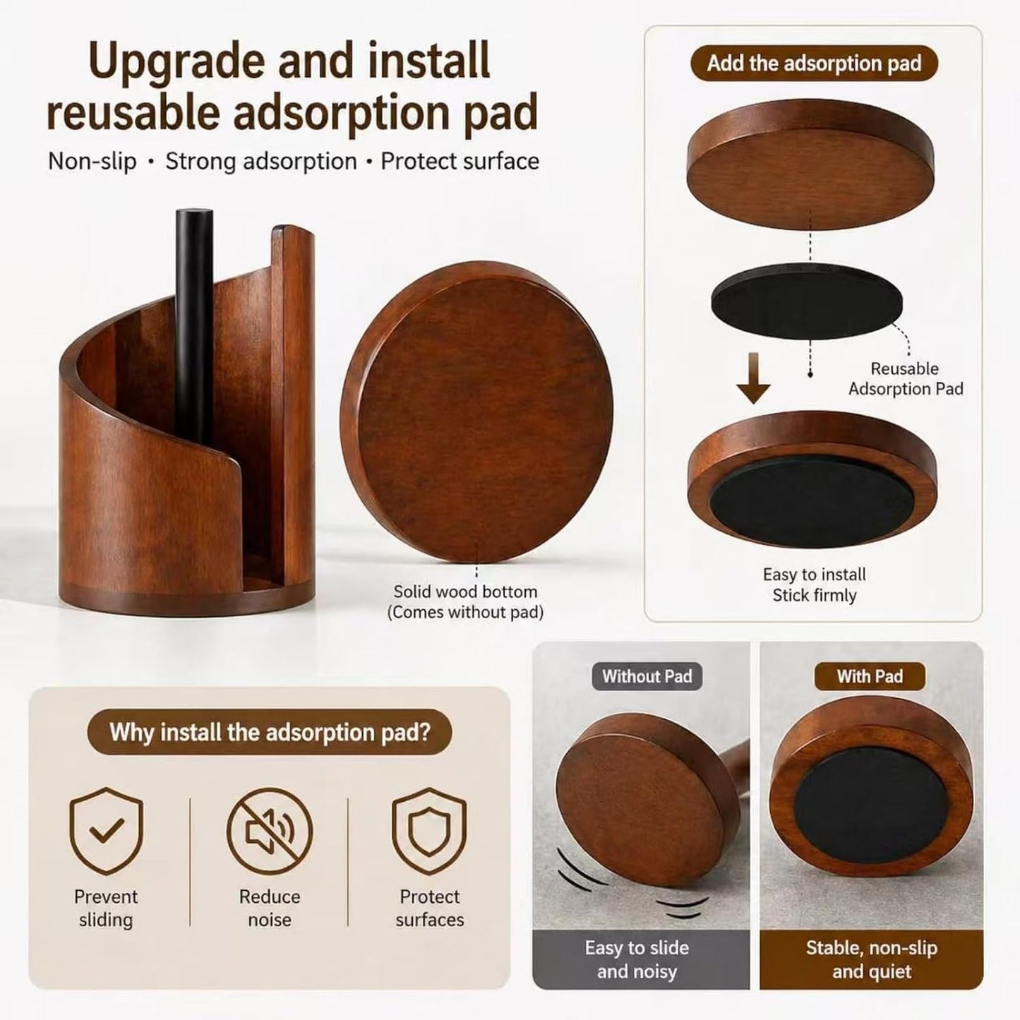Yamagata Tissue Holder for Countertop Use, Made of Mango Wood, Sturdy and Stable, Rustic Style Decoration for Kitchen, Bathroom, or Dining Table