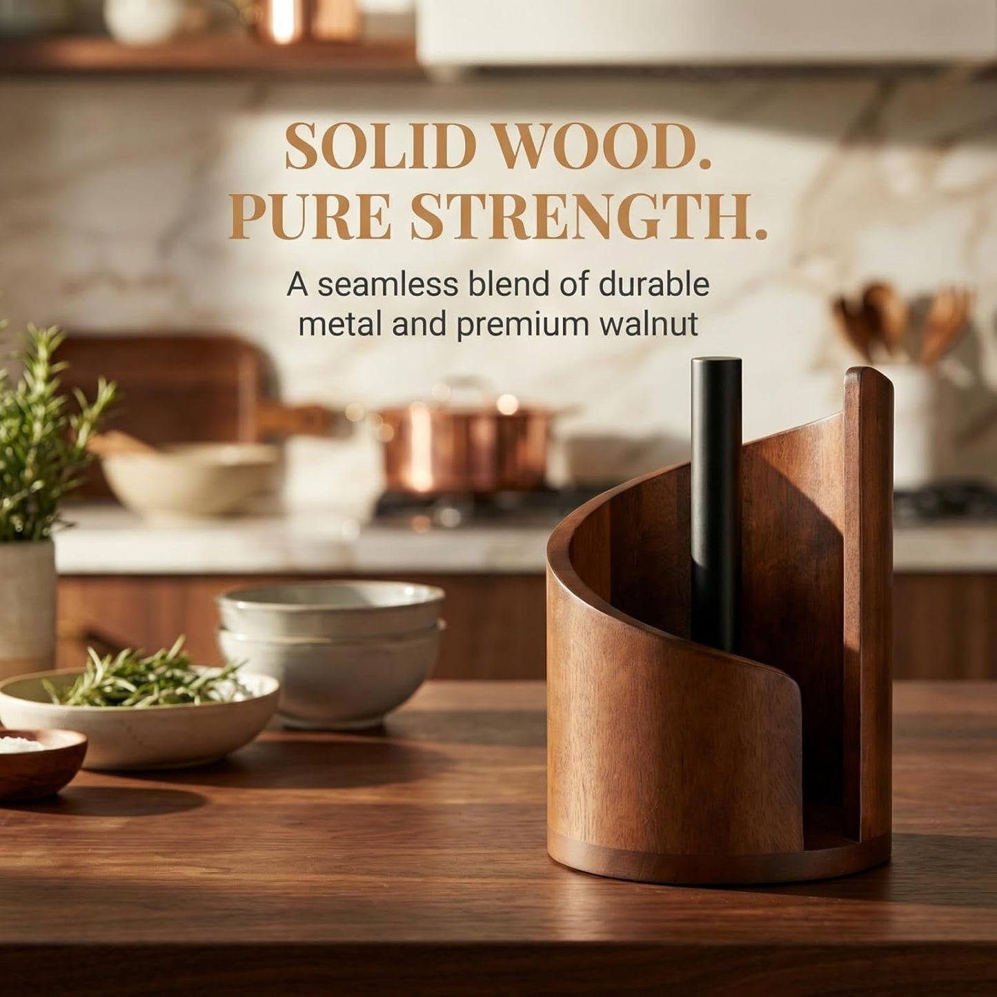 Yamagata Tissue Holder for Countertop Use, Made of Mango Wood, Sturdy and Stable, Rustic Style Decoration for Kitchen, Bathroom, or Dining Table